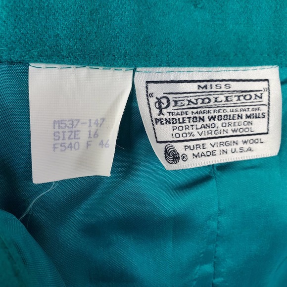 Vintage Miss Pendleton Emerald Green 100% Virgin Wool Skirt Womens Size 16 - Picture 8 of 9